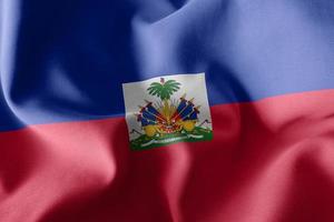 Representación 3D, ilustración, primer plano de la bandera de Haití. foto
