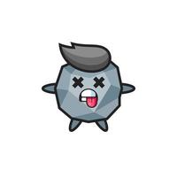 character of the cute stone with dead pose vector