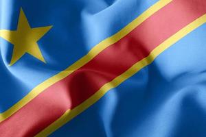 3D rendering illustration closeup flag of Democratic Republic Congo. photo