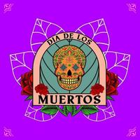 cabeza de calavera decorativa día de muertos ilustración de méxico vector