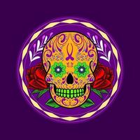 cabeza de calavera decorativa día de muertos ilustración de méxico vector