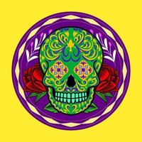 cabeza de calavera decorativa día de muertos ilustración de méxico vector