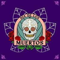 cabeza de calavera decorativa día de muertos ilustración de méxico vector