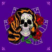 Decorative Lady Skull Head Day of the Dead Mexico Illustration vector