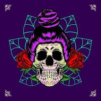 Decorative Skull Head Side Day of the Dead Mexico Illustration vector