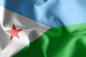 3D rendering illustration closeup flag of Djibouti. photo