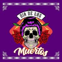 cabeza de cráneo decorativa lado día de muertos ilustración de méxico vector