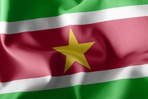 3D rendering illustration flag of Suriname. photo