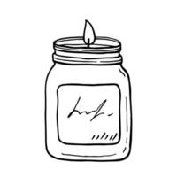 Burning aroma candle in a jar isolated on white background vector