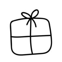 Festive wrapped gift with a bow in doodle style vector
