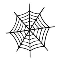 Spider web isolated on white background in doodle style vector