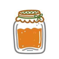 Jar with apricot jam isolated on white background in doodle style vector