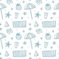 Seamless pattern with summer beach elements vector