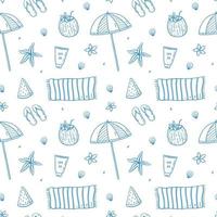 Seamless pattern with summer beach elements vector