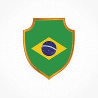 vector de bandera de brasil con marco de escudo