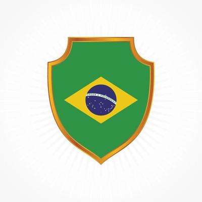 Brazil flag vector with shield frame