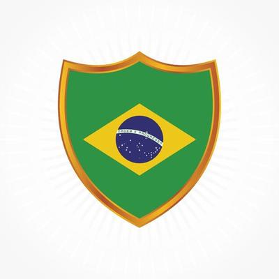 Brazil flag vector with shield frame