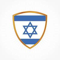 Israel flag vector with shield frame