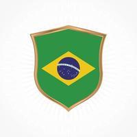 Brazil flag vector with shield frame