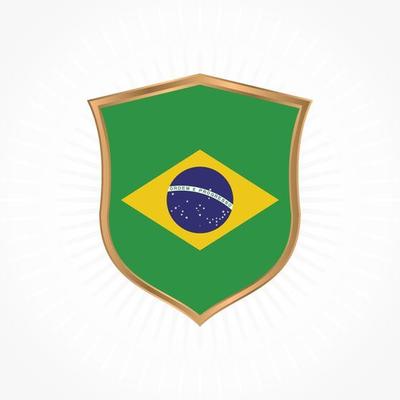 Brazil flag vector with shield frame