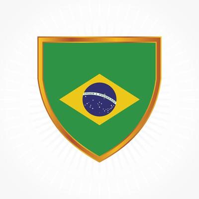 Brazil flag vector with shield frame