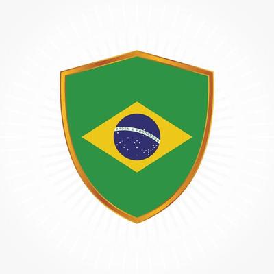 Brazil flag vector with shield frame