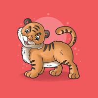 cute little tiger happiness illustration grunge style vector