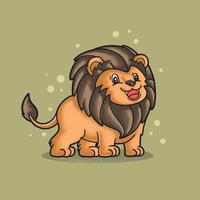 cute little lion illustration grunge style vector