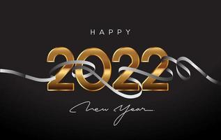 New Year 2022 - Greeting Card with Ribbon vector