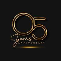 5 Years Anniversary Logo Golden Colored isolated on black background vector