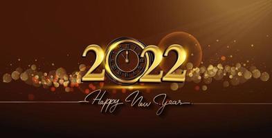 Happy New Year 2022 - New Year with gold clock vector