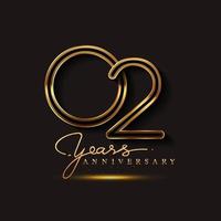 2 Years Anniversary Logo Golden Colored isolated on black background vector