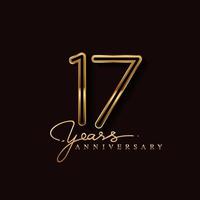 17 Years Anniversary Logo Golden Colored isolated on black background vector