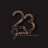 Logotipo de aniversario de 23 años de color dorado aislado sobre fondo negro vector