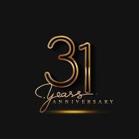 31 Years Anniversary Logo Golden Colored isolated on black background vector