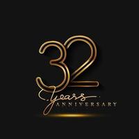 32 Years Anniversary Logo Golden Colored isolated on black background vector