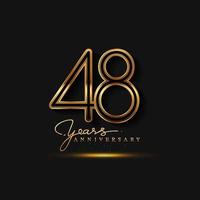 48 Years Anniversary Logo Golden Colored isolated on black background vector