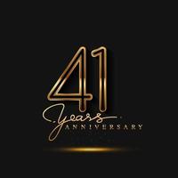 41 Years Anniversary Logo Golden Colored isolated on black background vector