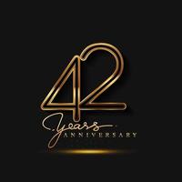 42 Years Anniversary Logo Golden Colored isolated on black background vector