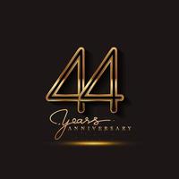 44 Years Anniversary Logo Golden Colored isolated on black background vector