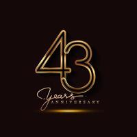 43 Years Anniversary Logo Golden Colored isolated on black background vector