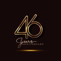 Logotipo de aniversario de 46 años de color dorado aislado sobre fondo negro vector