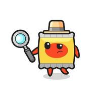 El personaje detective de bocadillos está analizando un caso. vector