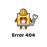 error 404 con la mascota linda del bocadillo vector