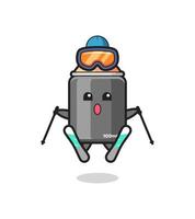 spray paint mascot character as a ski player vector