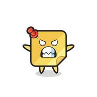 wrathful expression of the sticky notes mascot character vector