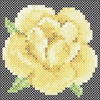 Cross Stitch Yellow Rose vector