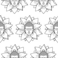 Buddha and Lotus Seamless Pattern vector