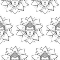 Buddha and Lotus Seamless Pattern vector