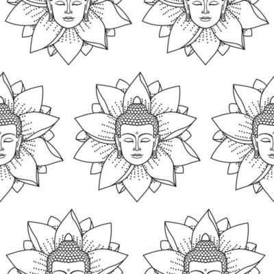 Buddha and Lotus Seamless Pattern